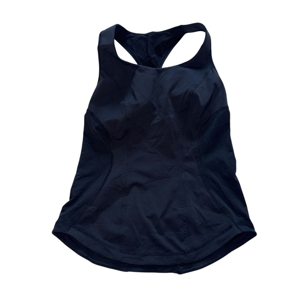 Lululemon Black Tank Top Racerback Mesh Panel Media Pocket Womens Sz 6